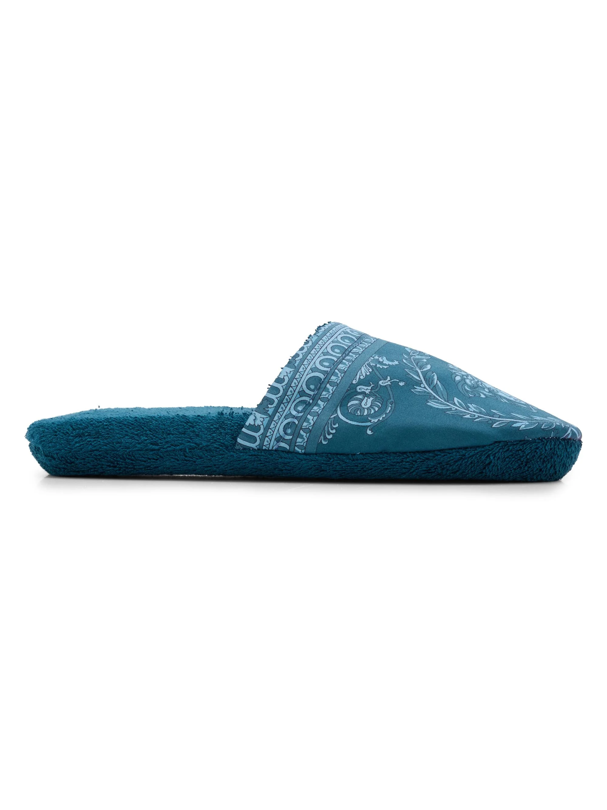 Men's I Heart Baroque Cotton Terry Slippers - Petrol Blue - 1
