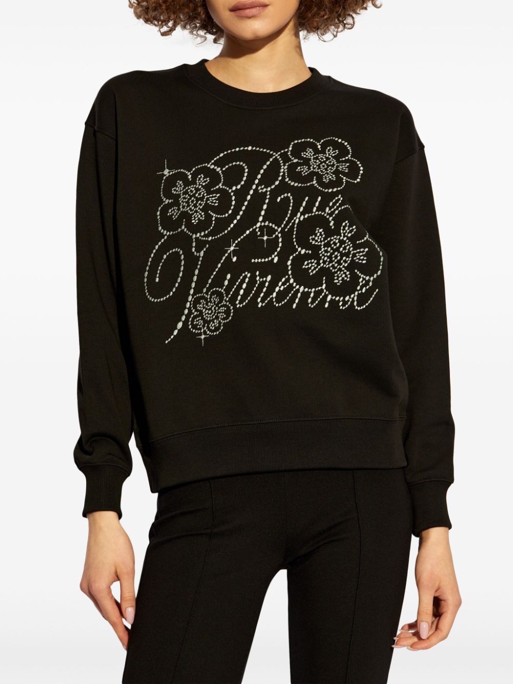 rhinestone-logo crew-neck sweatshirt - 3