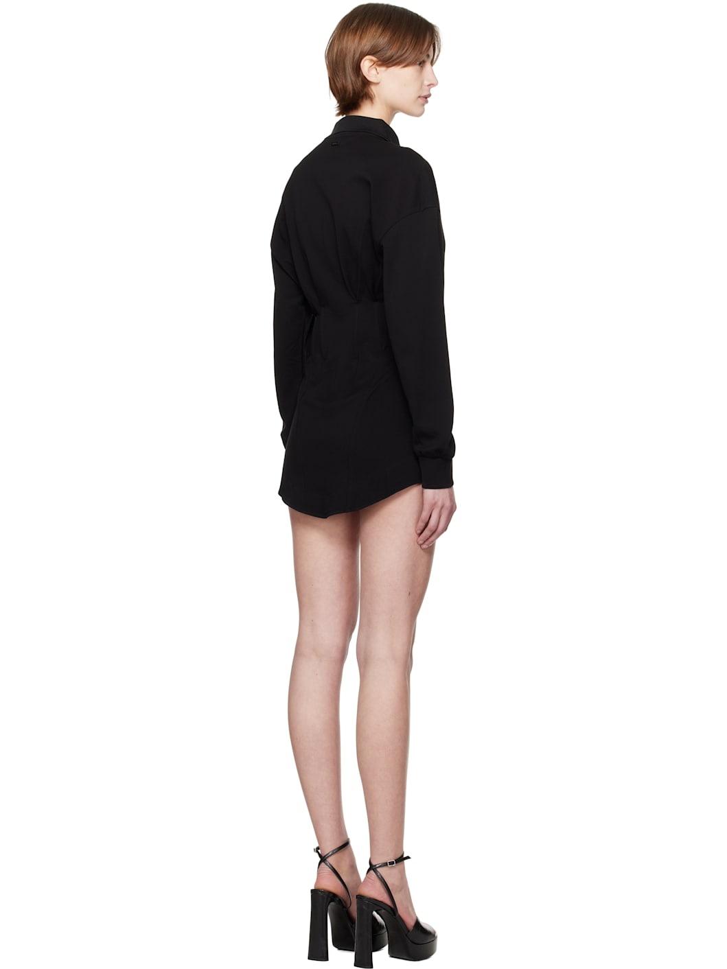 Black Corseted Polo Minidress - 3