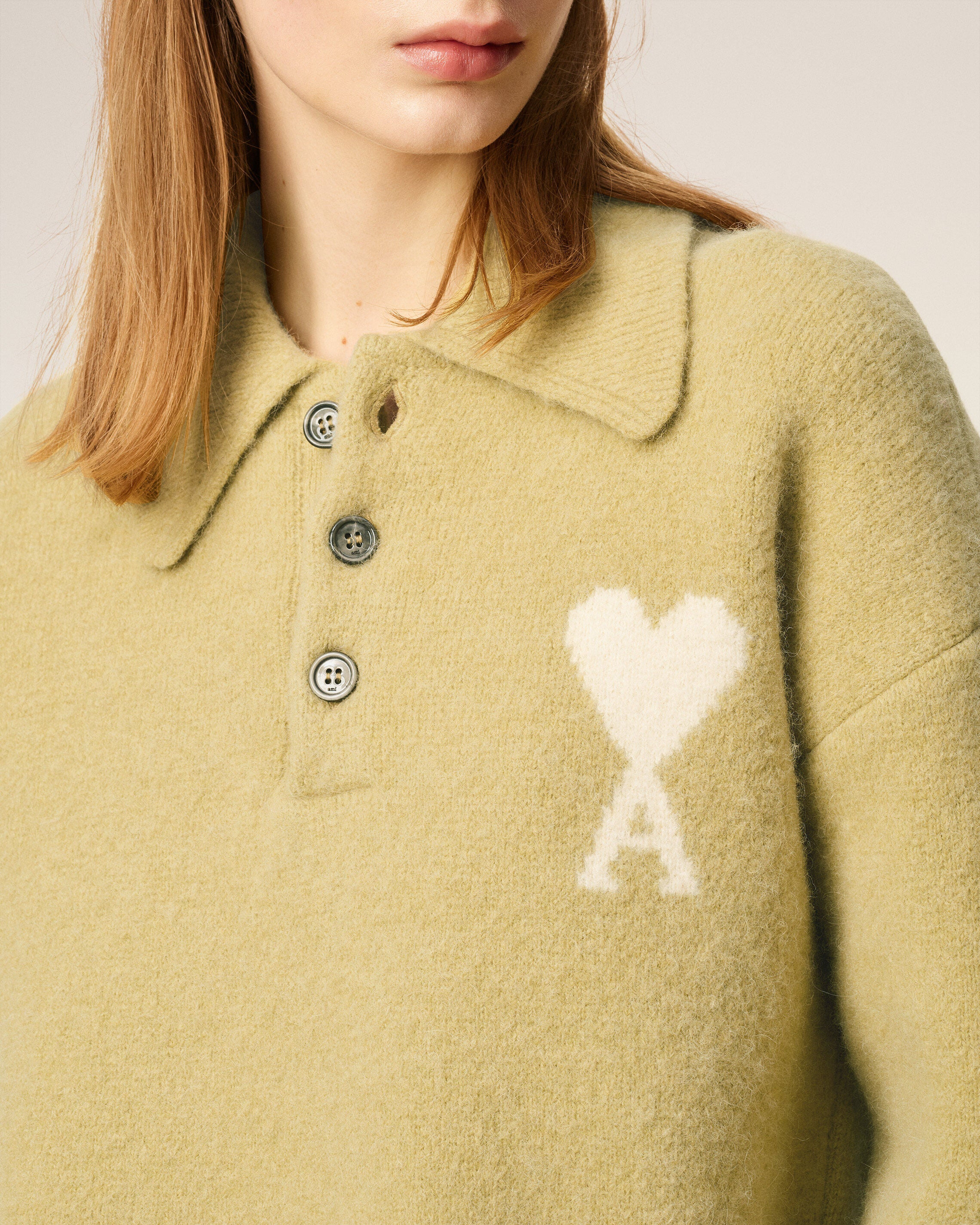 YELLOW ALPACA LONG  SLEEVES AMI DE COEUR POLO - 3