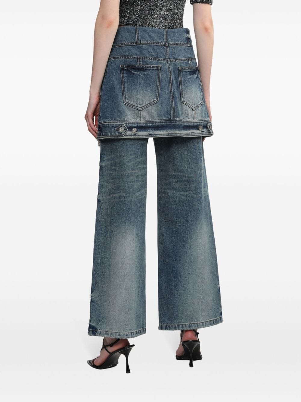 layered panelled jeans - 4