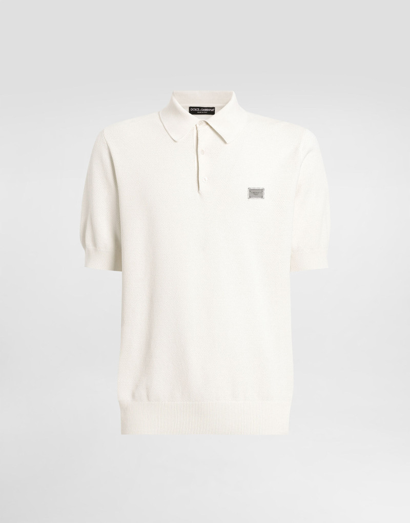 Cotton polo-shirt with logo tag - 1