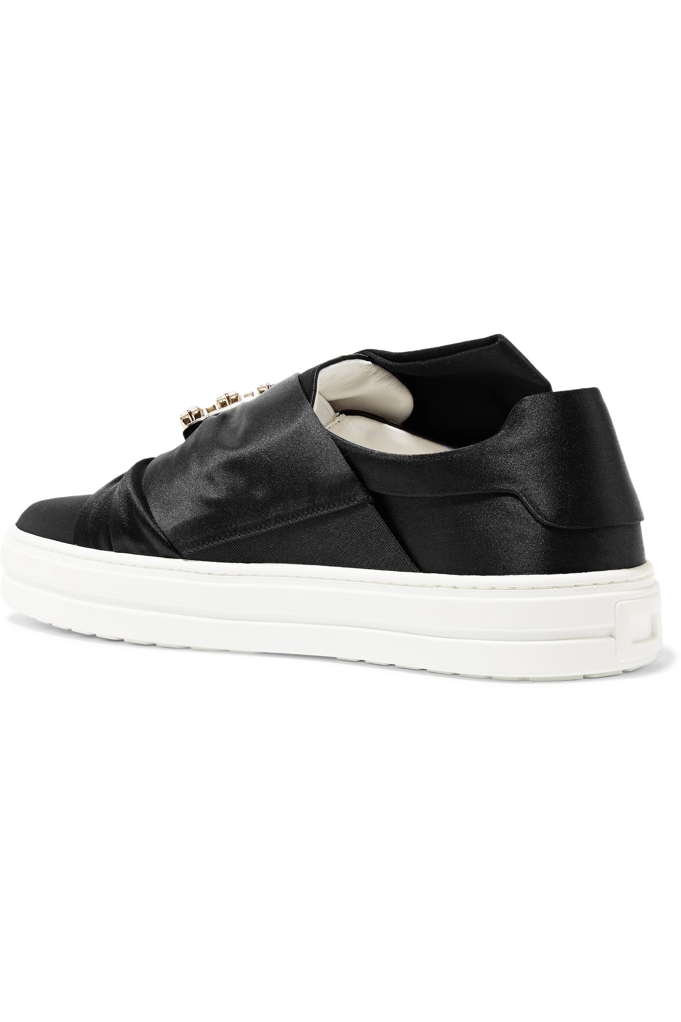 Sneaky Viv crystal-embellished satin slip-on sneakers - 4