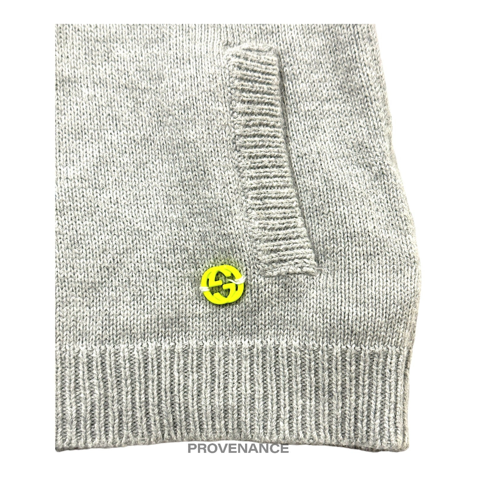 Gucci Baby Logo Knit Hoodie - Grey Fluorescent Yellow - 3