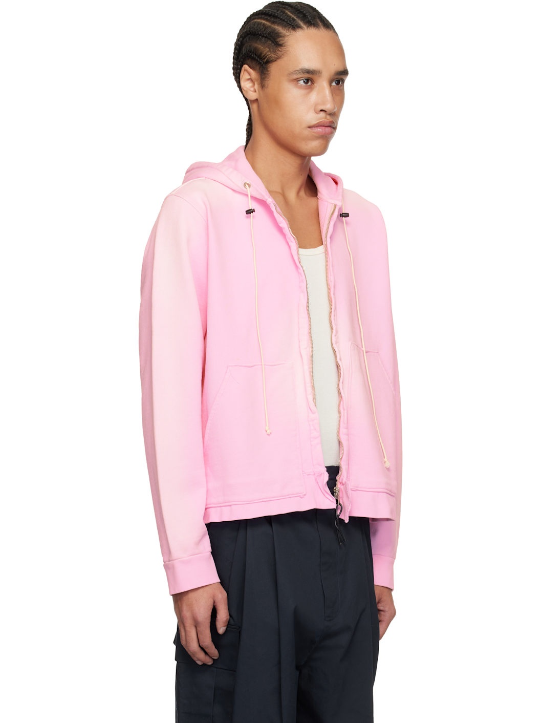 Pink Fitted Zip Hoodie - 2