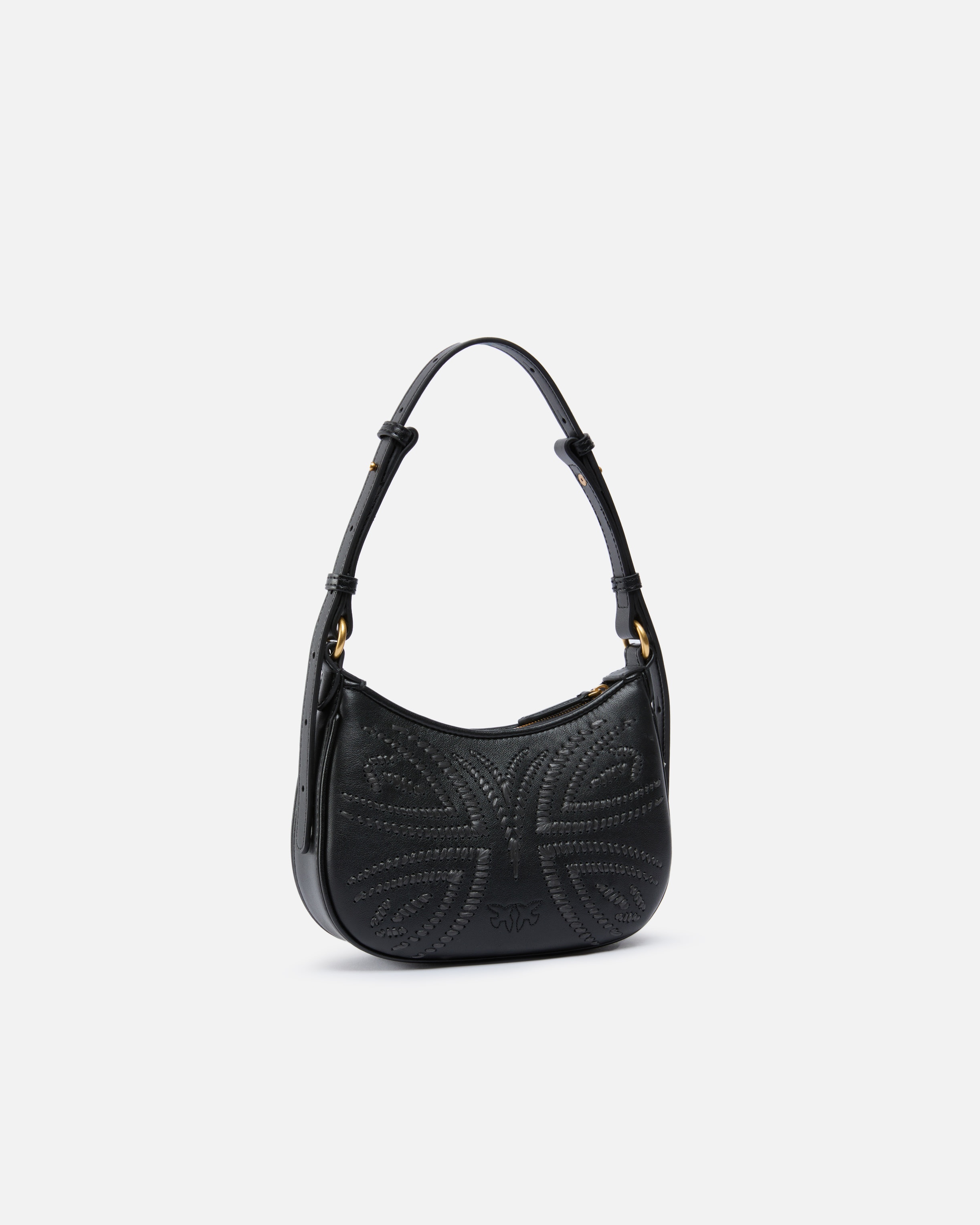 BABY HALF MOON SHOULDER BAG WITH RAFFIA EMBROIDERY - 2