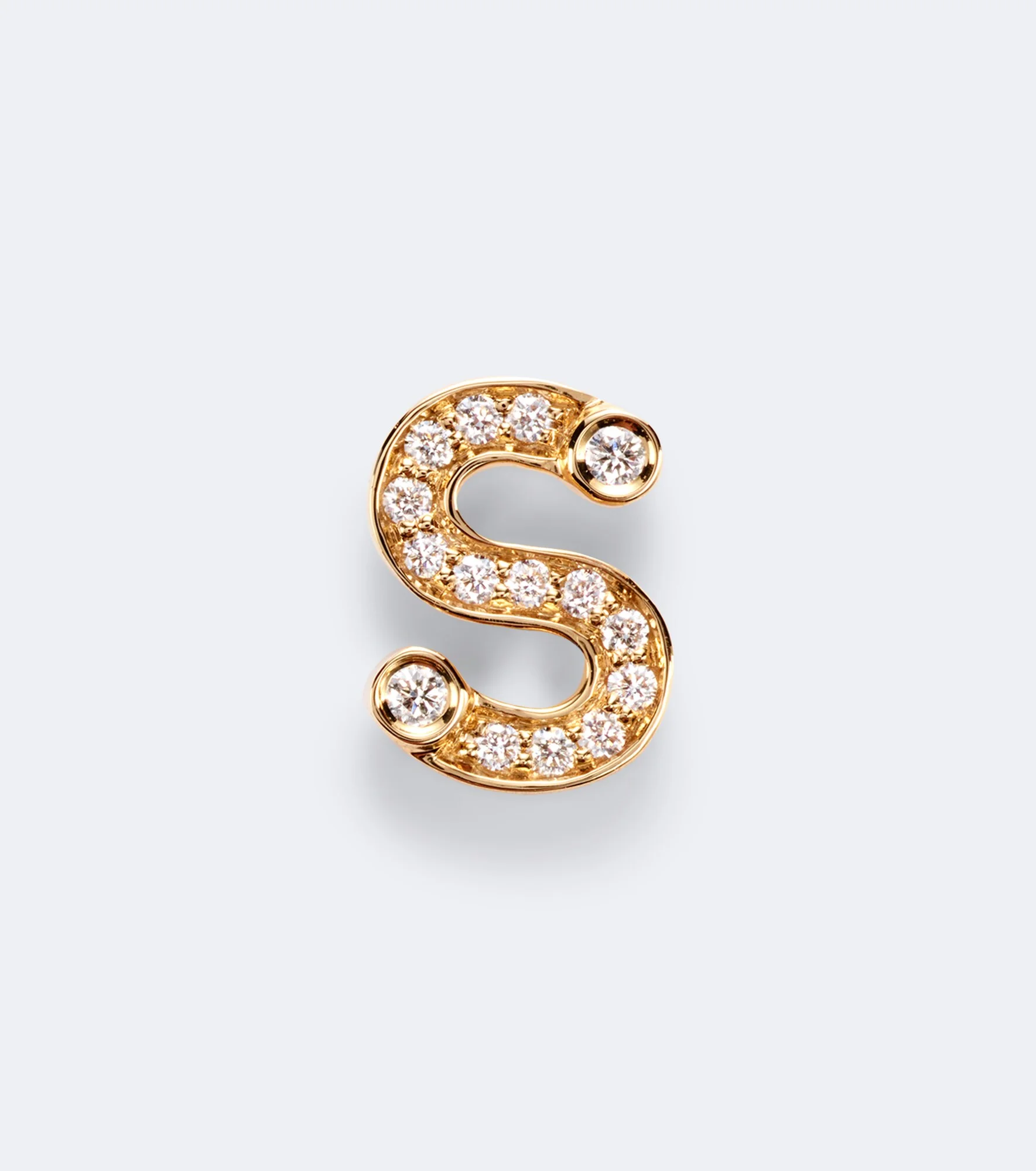 Initial Petite S 18kt gold single earring with diamonds - 1