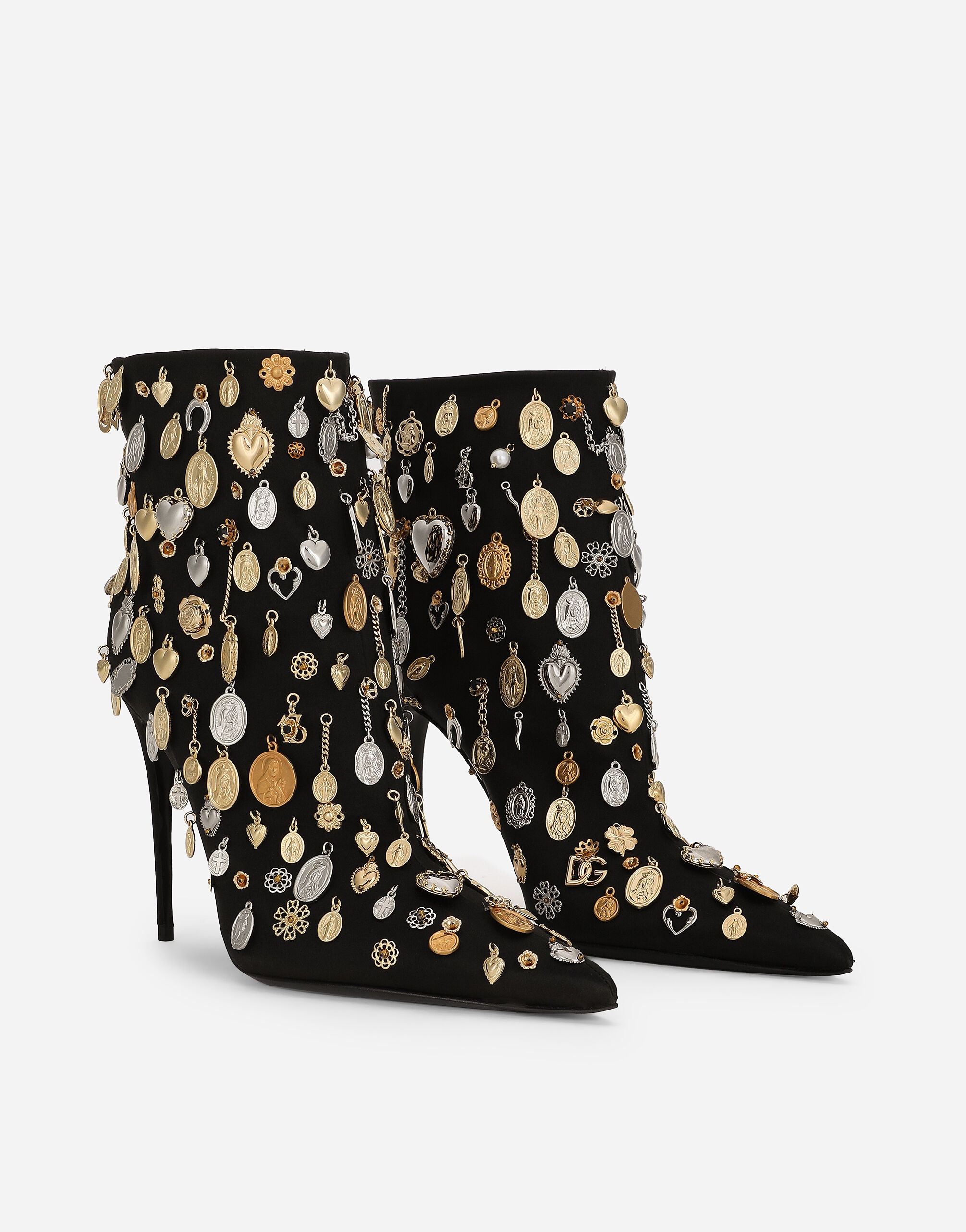 Satin and embroidered ankle boots - 2