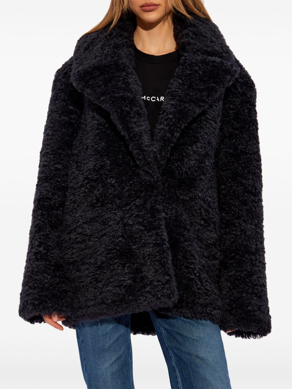 faux-shearling single-breasted jacket - 3