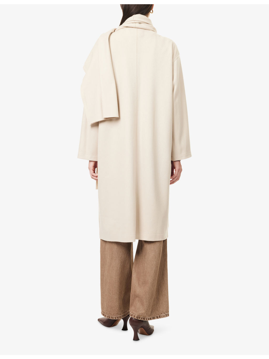 Scarf Long Cashmere-Wool Blend Coat - 4