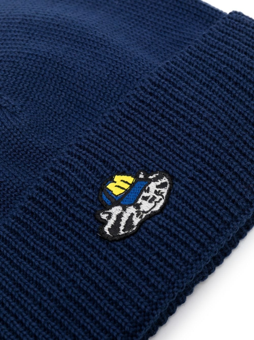 logo-patch knitted beanie - 2