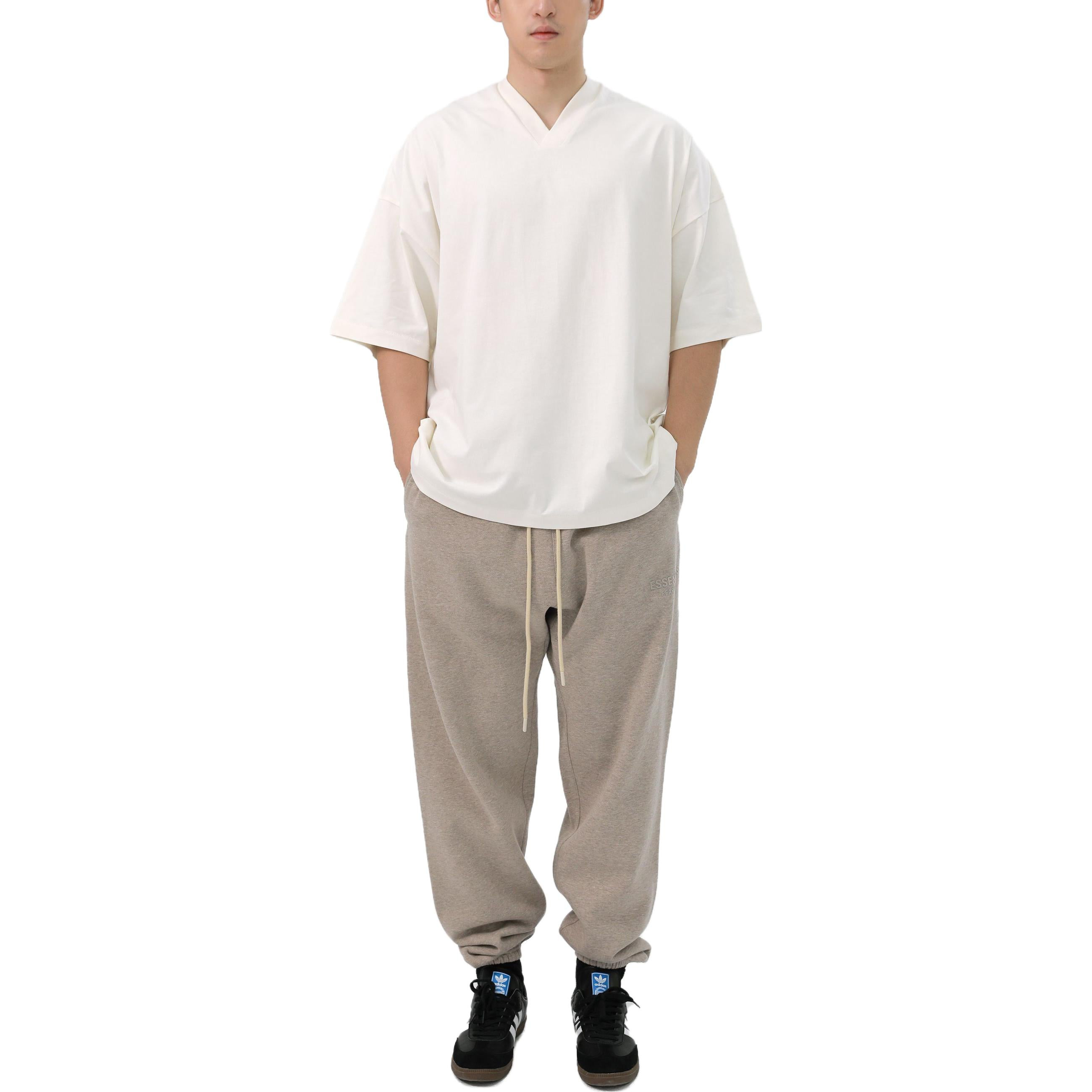 Fear of God Essentials FW23 V-Neck T-shirt 'Cloud Dancer' 125BT234111F - 4