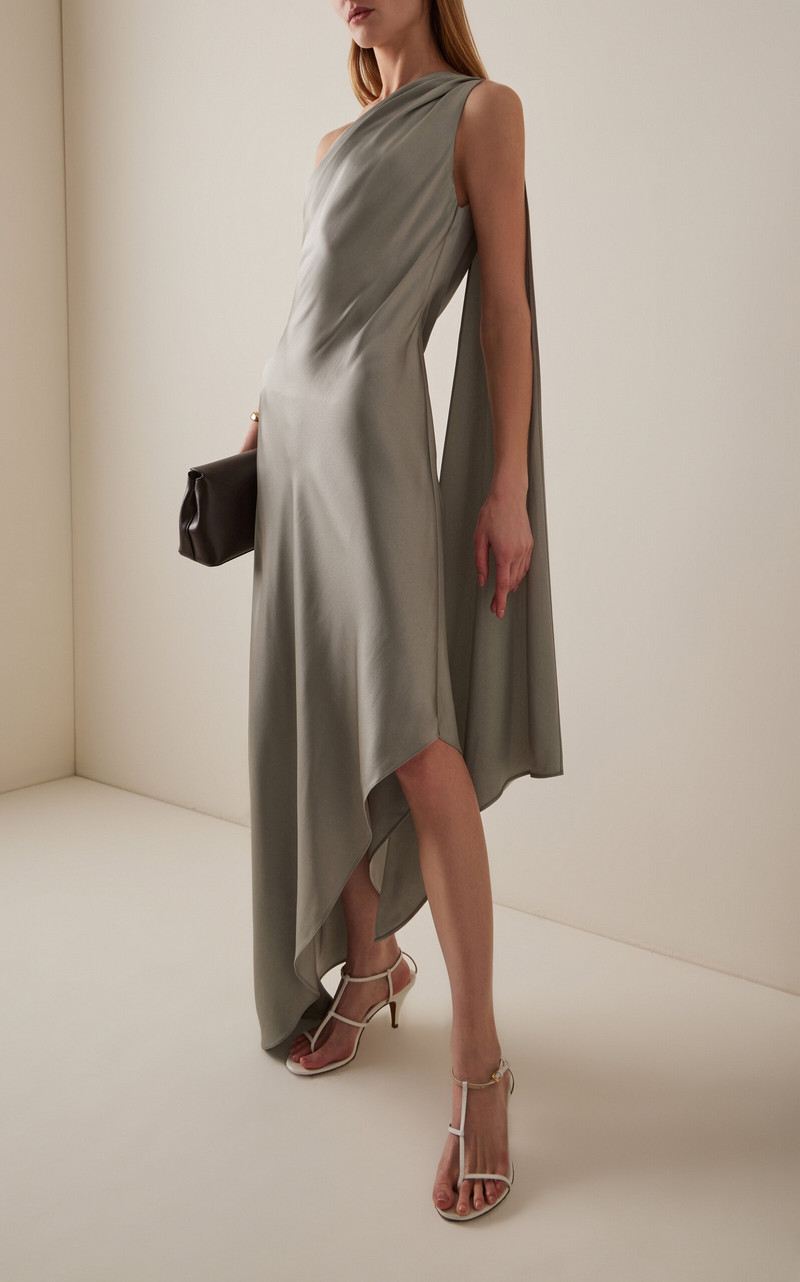 LAPOINTE Satin One-Shoulder Dress blue outlook