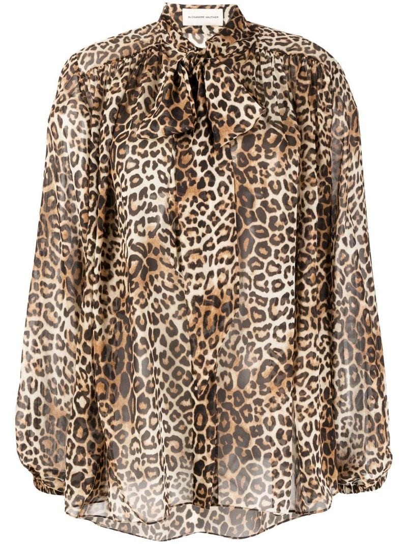 leopard-print silk blouse - 1