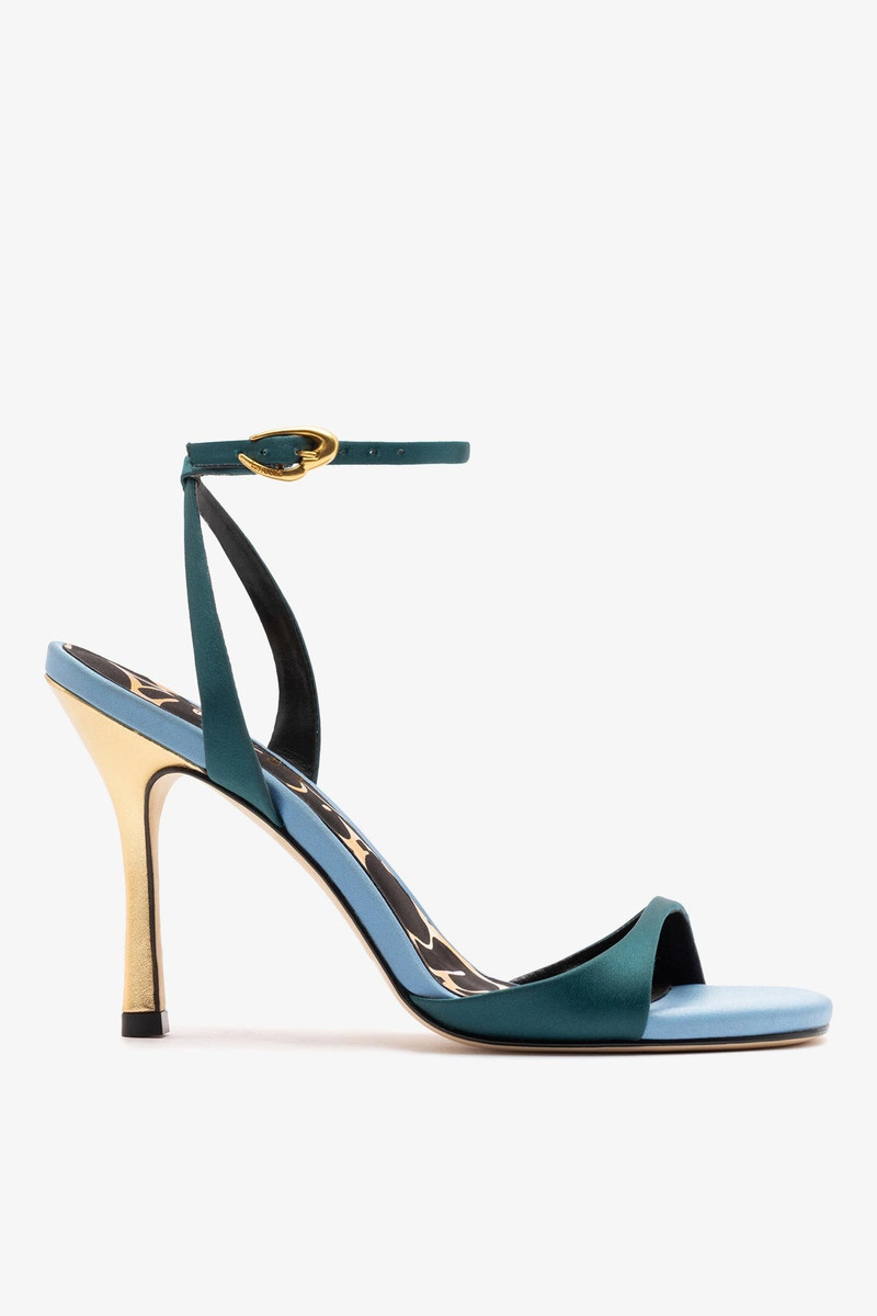 Freya Sandal Teal Satin 1