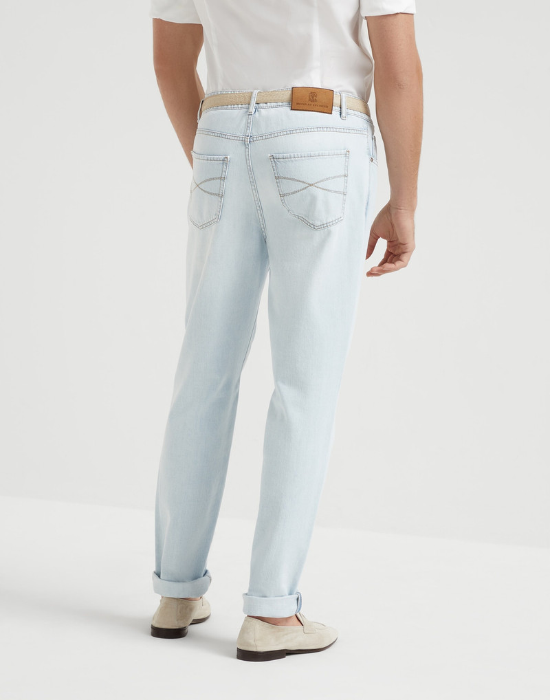 Brunello Cucinelli Lightweight denim traditional fit five-pocket trousers outlook