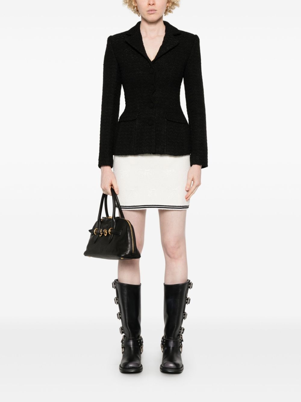 bow-jacquard mini skirt - 2