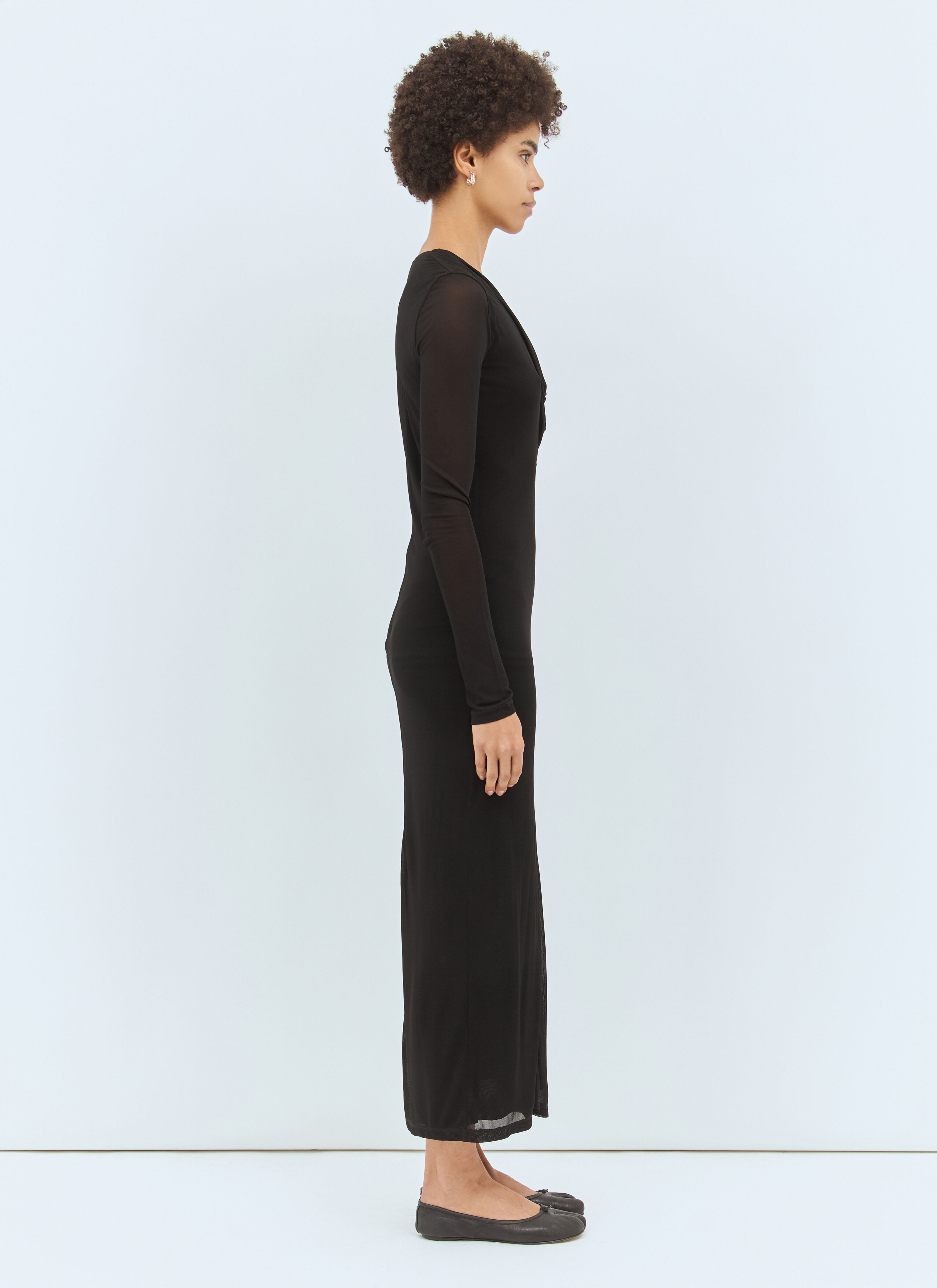 Draped V-Neck Maxi Dress - 4