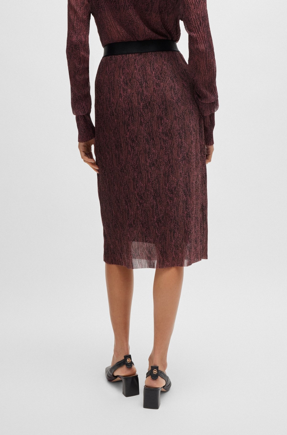 STRETCH-TULLE SLIM-FIT SKIRT WITH SEASONAL PRINT - 4