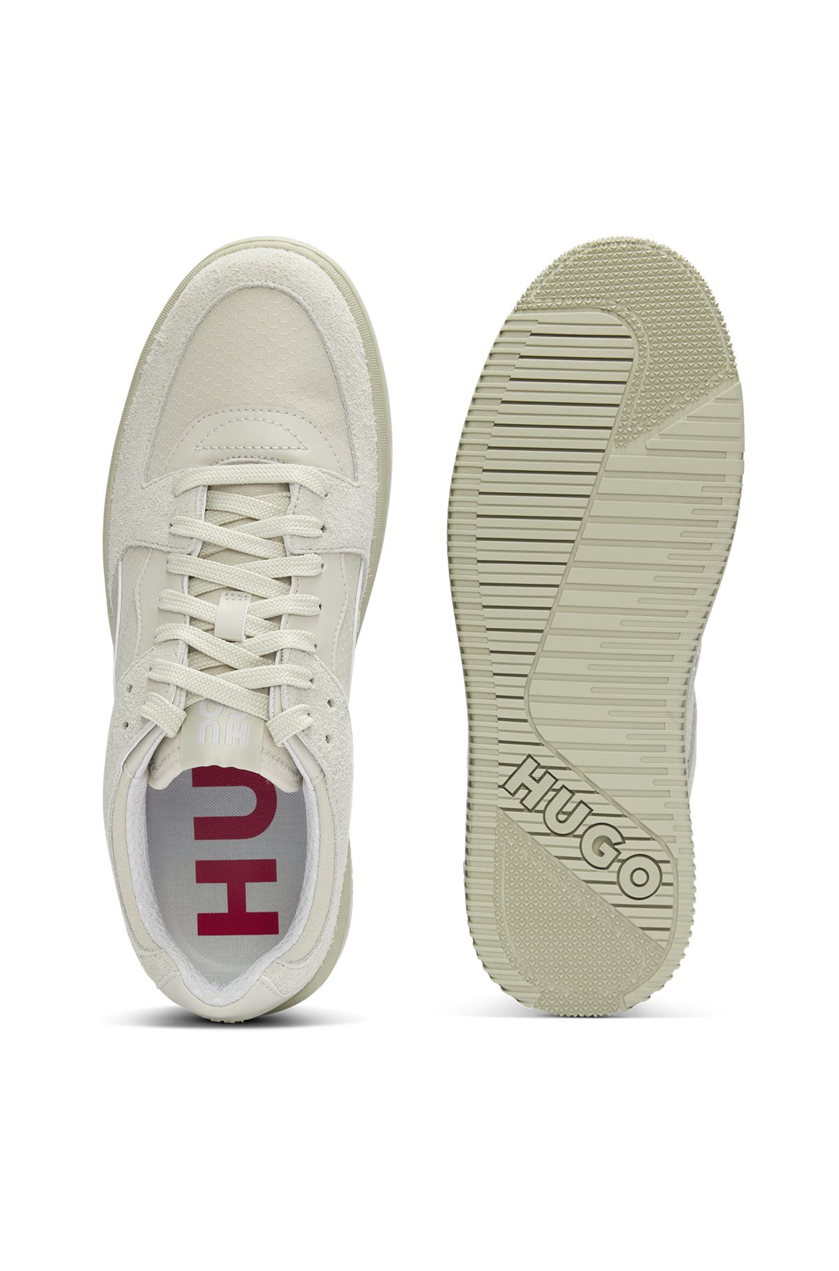 MIXED-MATERIAL TRAINERS WITH SUEDE AND HONEYCOMB RIPSTOP - 4