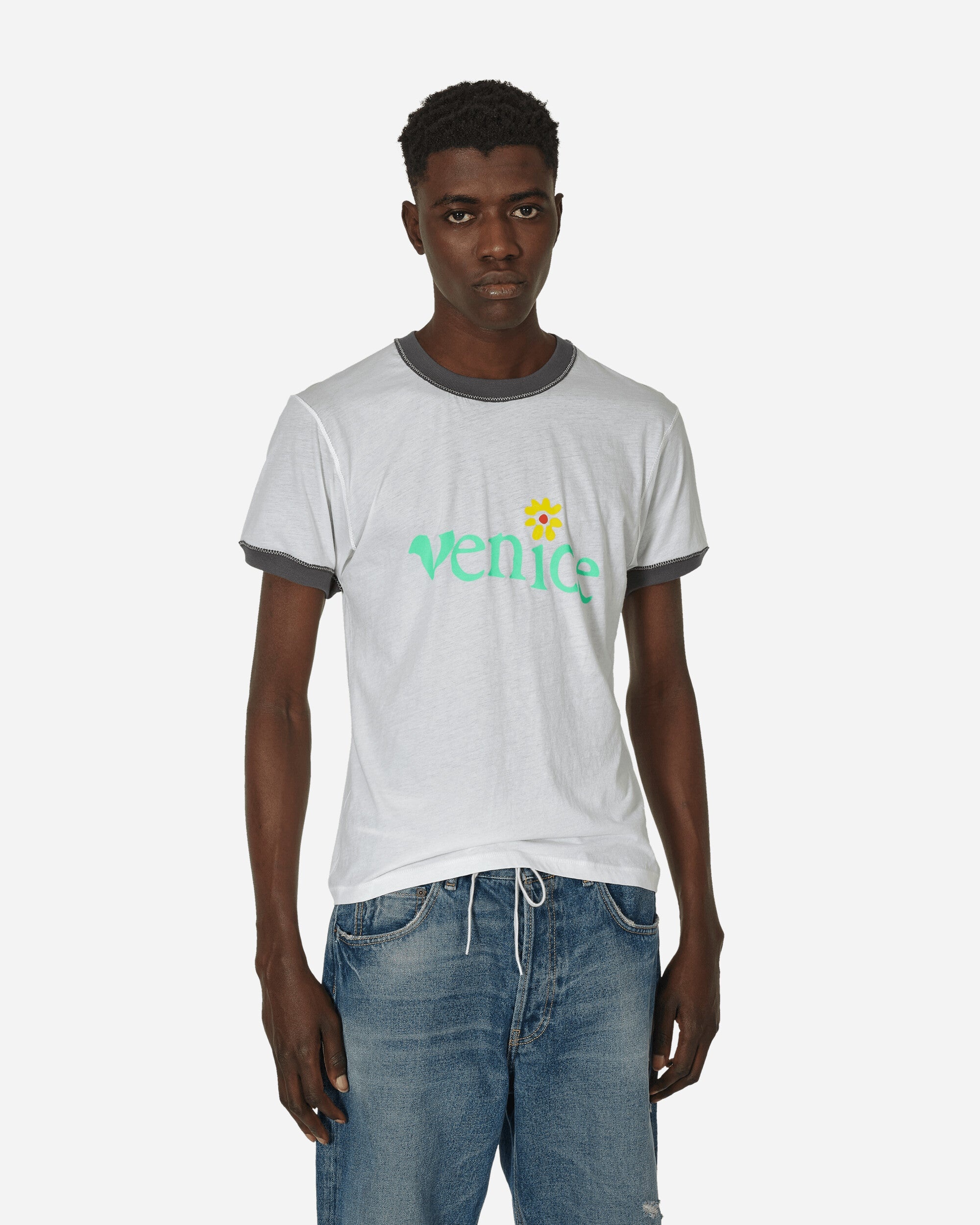■ERL■ Venice Logo Short Sleeve T-Shirt White ERL06T012WHIT ERL White 'Venice' T-Shirt ERL