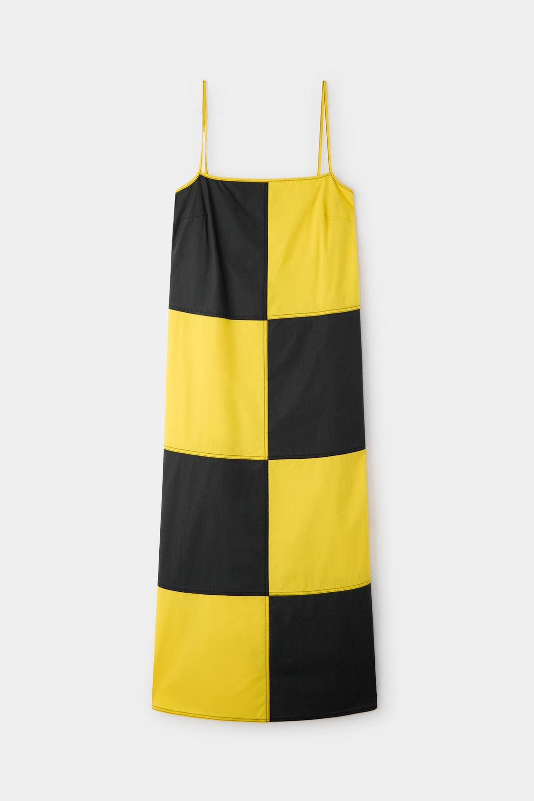 CHESS STRAP DRESS / petrol blue & yellow - 1