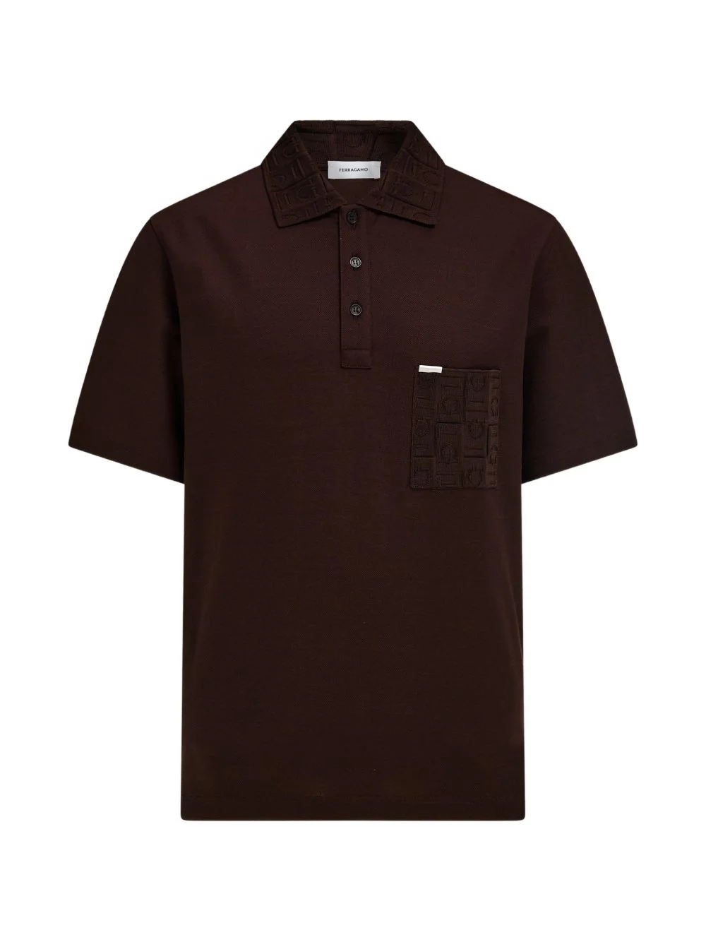 V-neck polo with jacquard pocket detail - 1