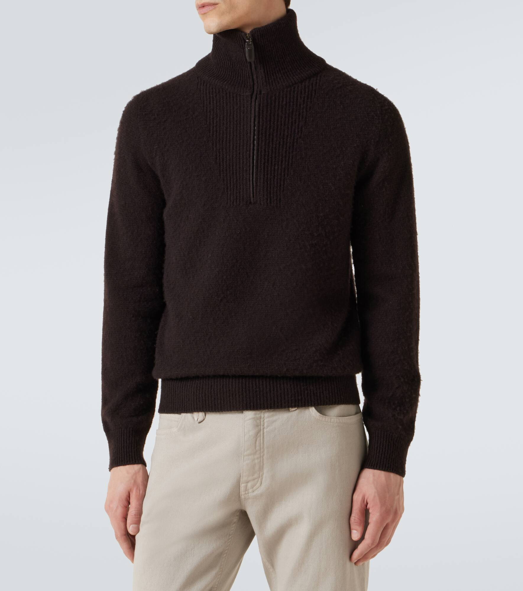 Wool and silk half-zip sweater - 3