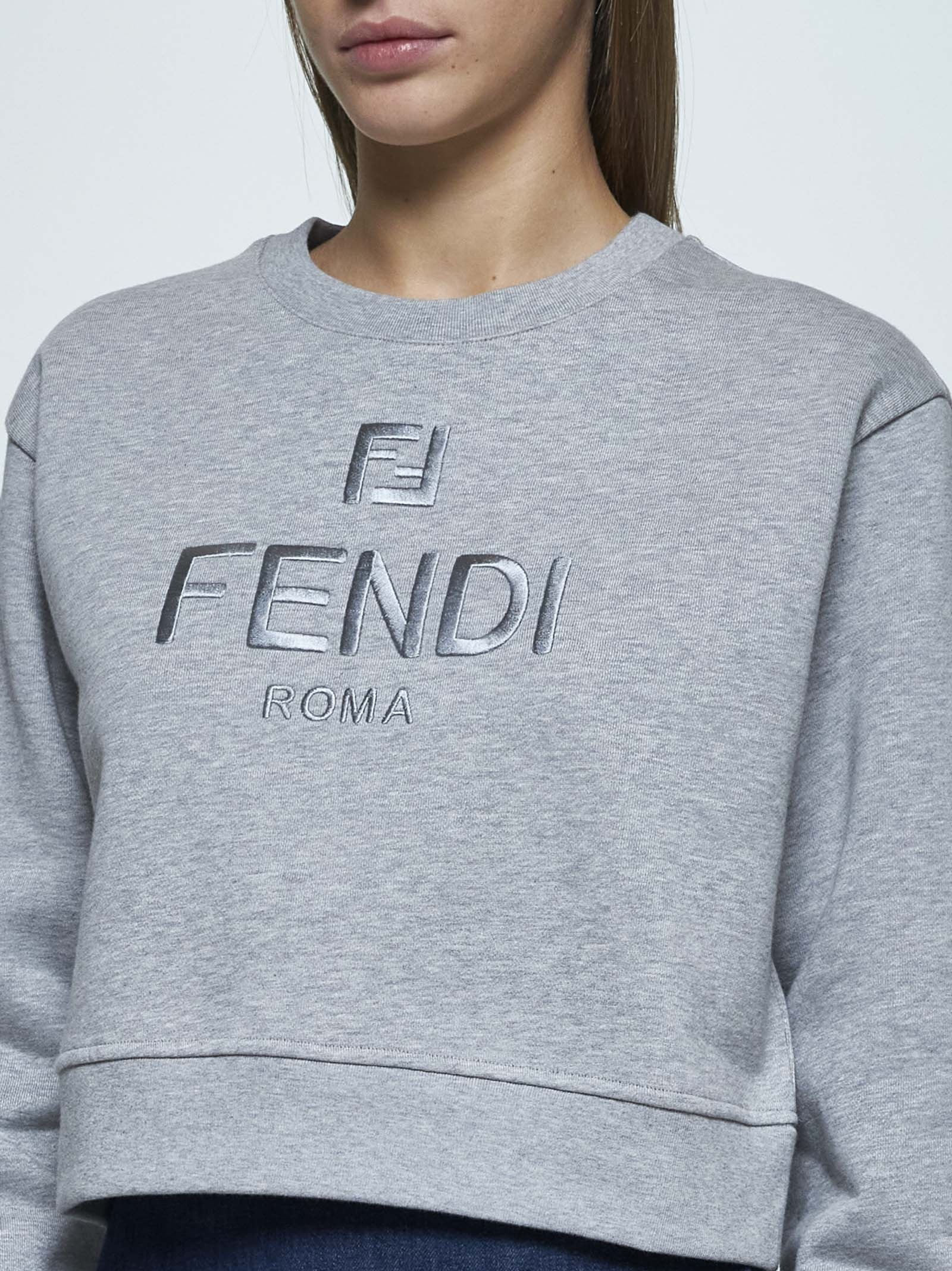 Logo cotton cropped sweatshirt - 4