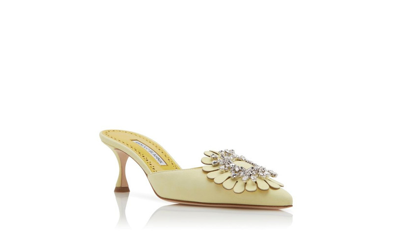 Yellow Suede Jewel Embellished Mules 3