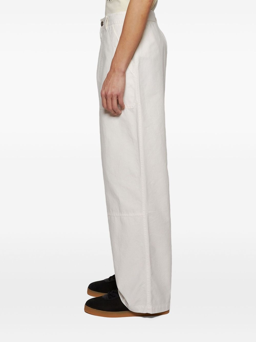 cotton straight-leg trousers - 4