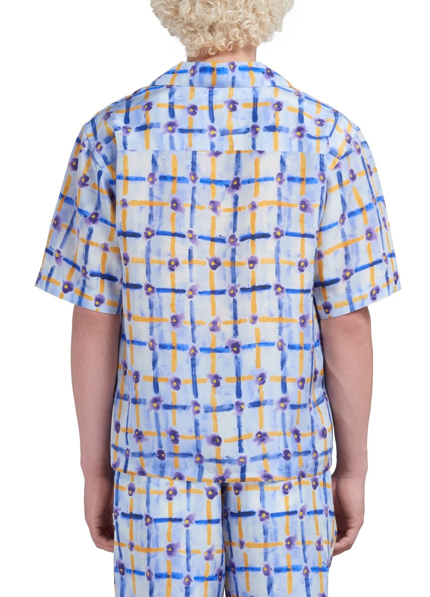Habotai Silk Bowling Shirt With Saraband Print - 3