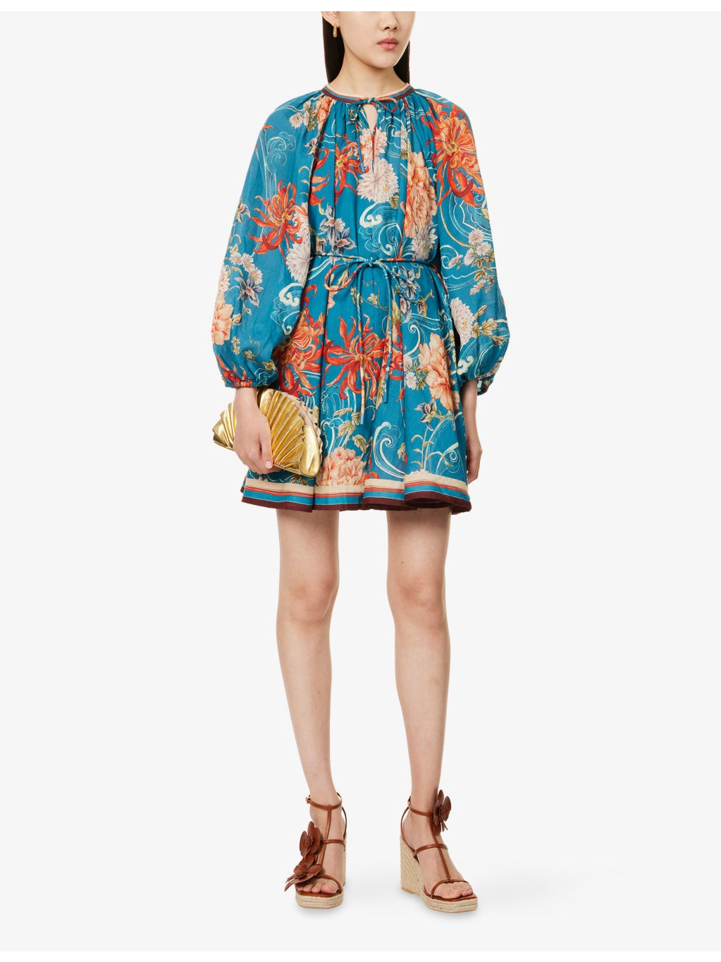 Fletcher Puff-Sleeve Ramie Mini Dress - 2