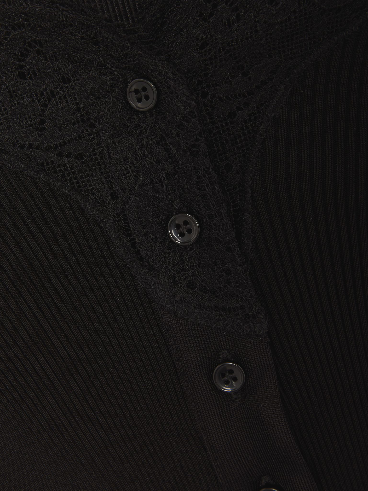 Lace-trimmed ribbed silk-jersey cardigan Black - 4