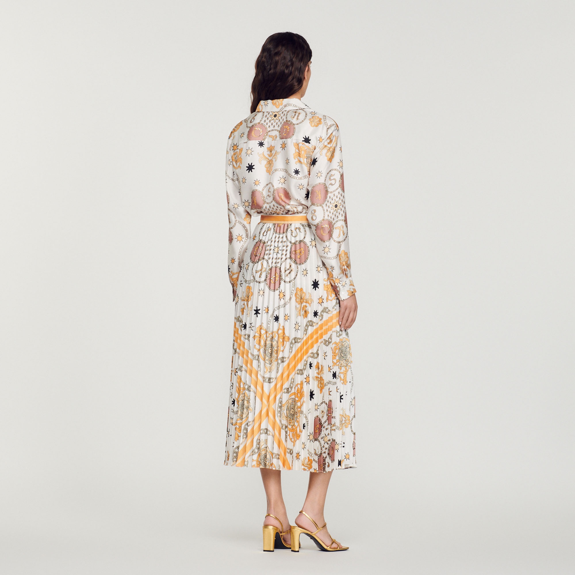 Scarf print pleated skirt - 6