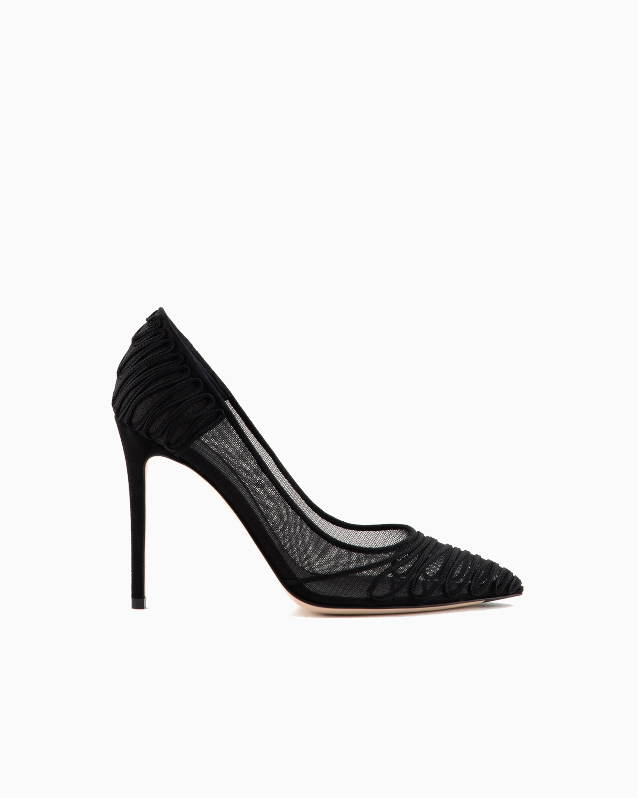 Tulle court shoes with suede embroidery - 1
