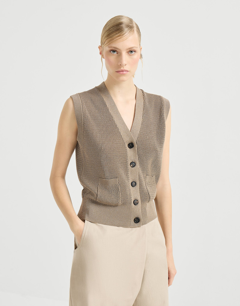 Sparkling cotton English rib cardigan 2