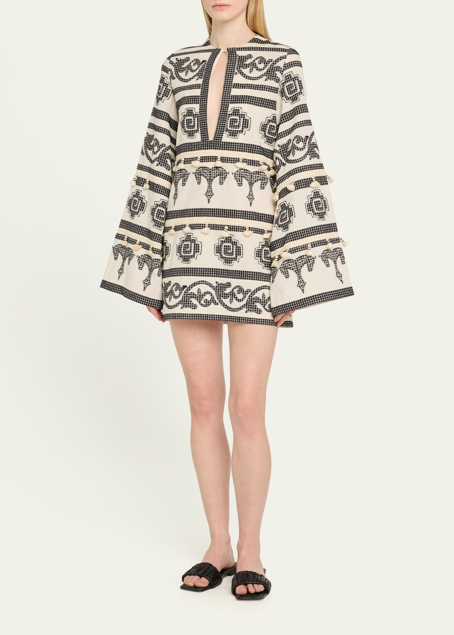 Temple Embroidered Mini Dress - 4
