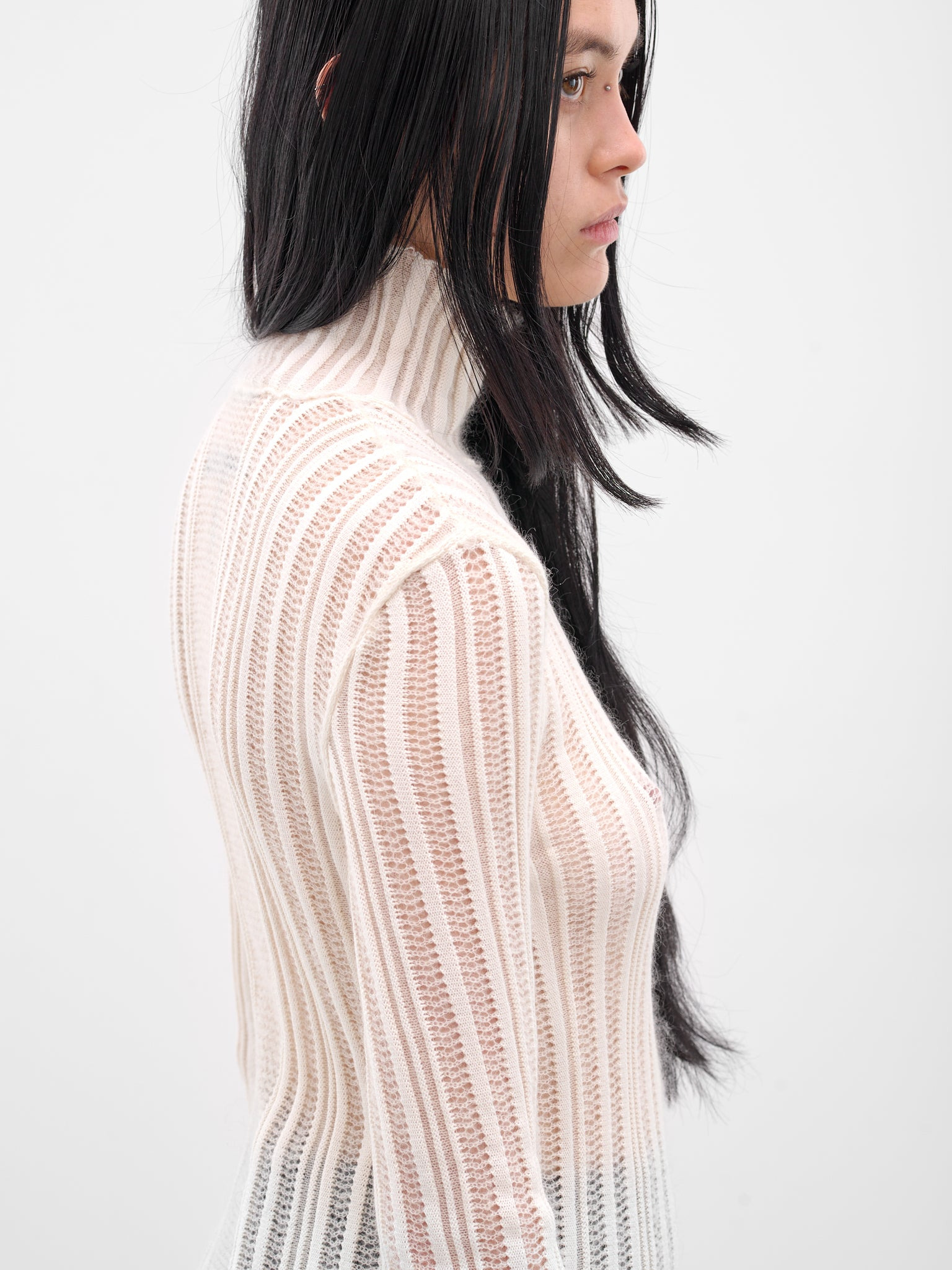 White Aamu Sheer Turtleneck Sweater - 5