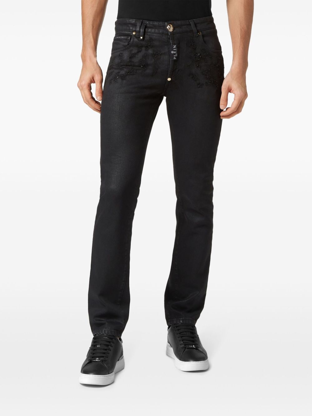 ripped-detail straight-leg jeans - 3
