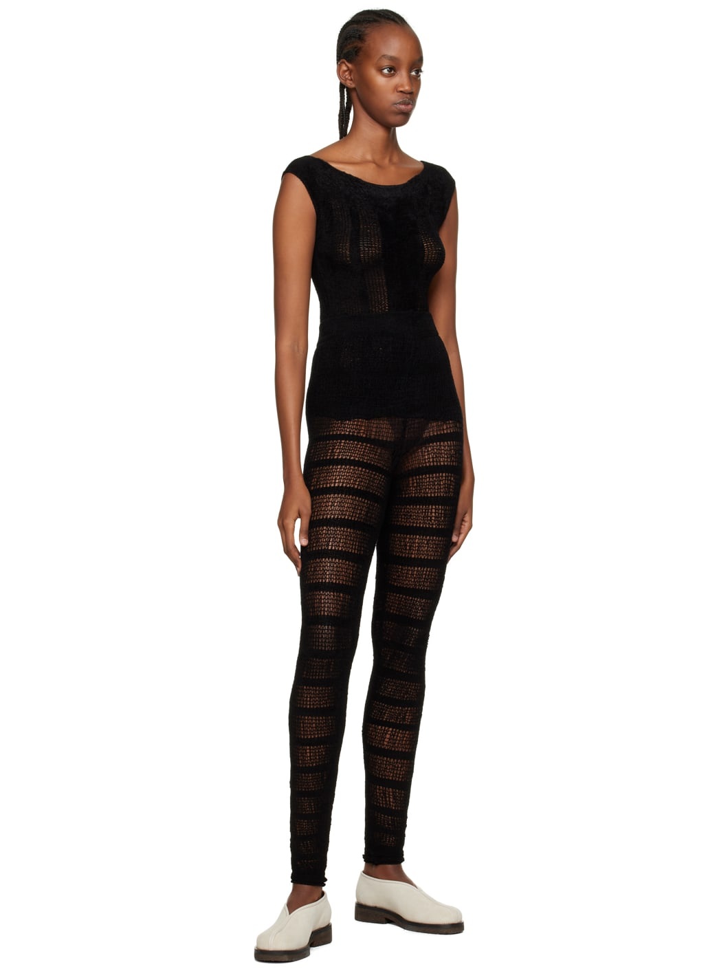Black Semi Sheer Leggings - 4