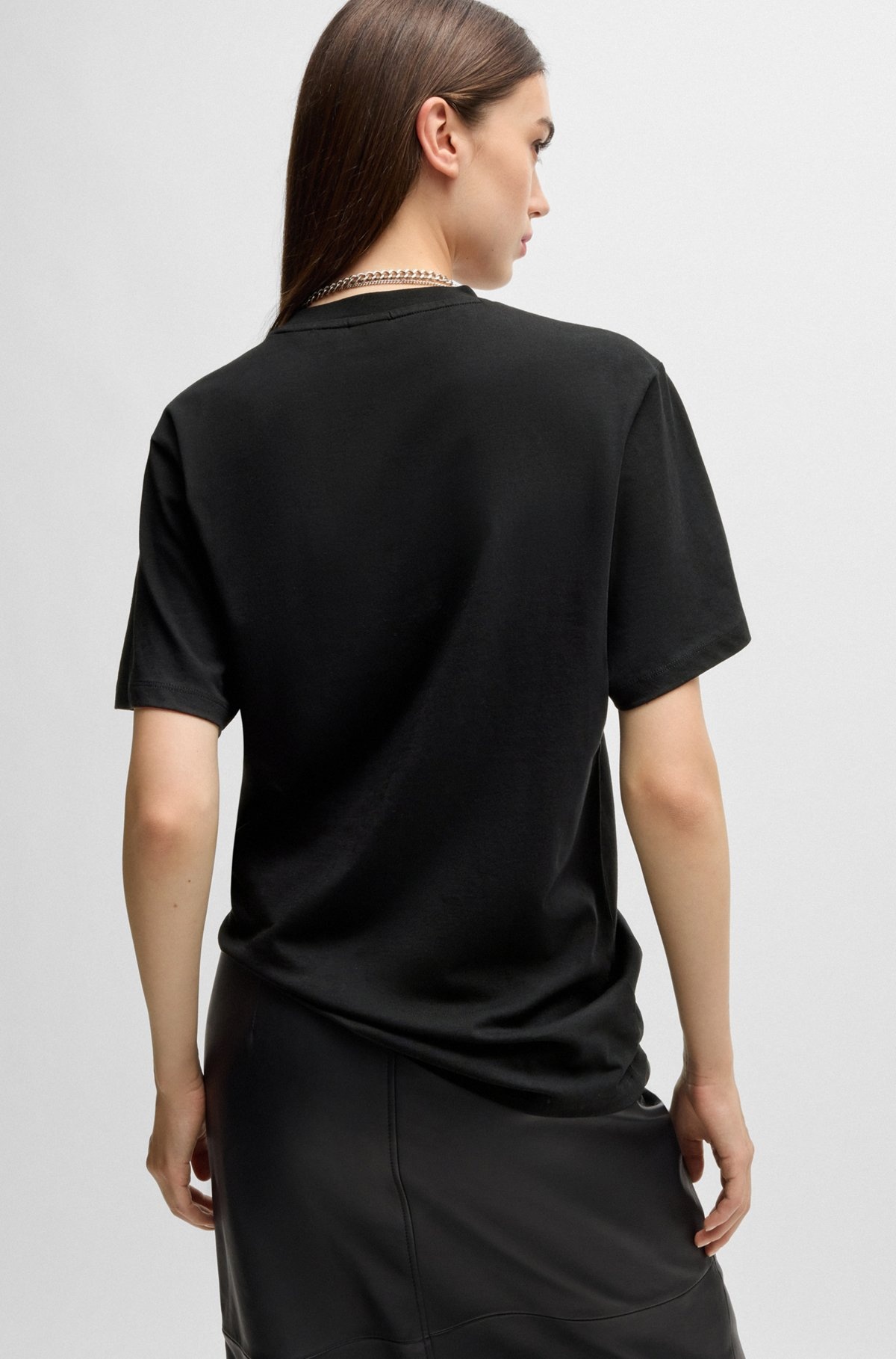 COTTON T-SHIRT WITH FLOCK PRINT AND RHINESTONES - 4