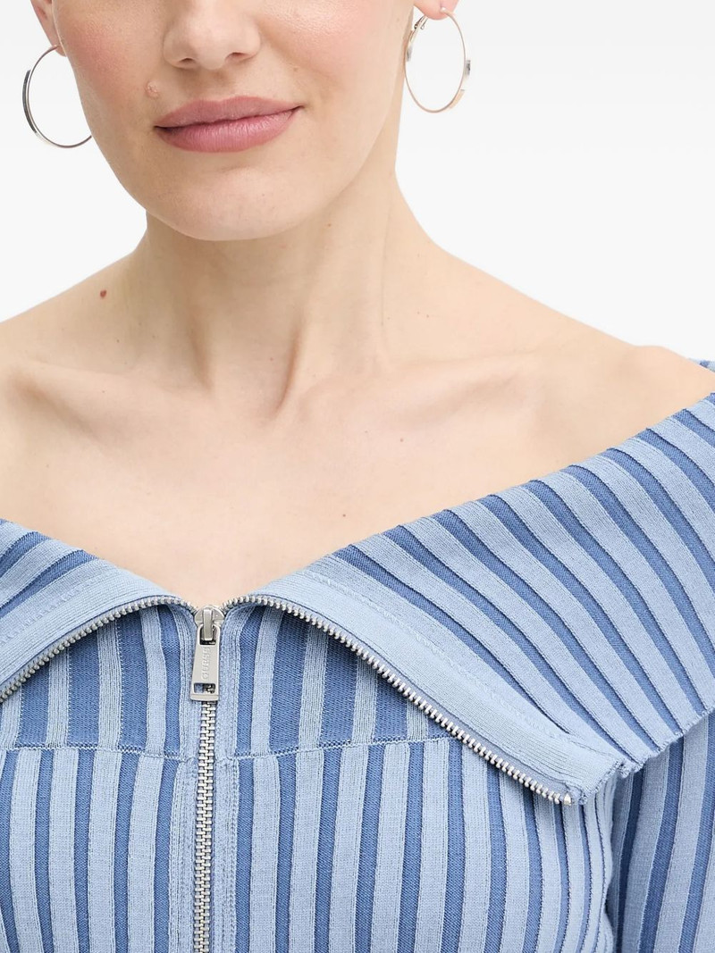 striped zip-up sweater 4