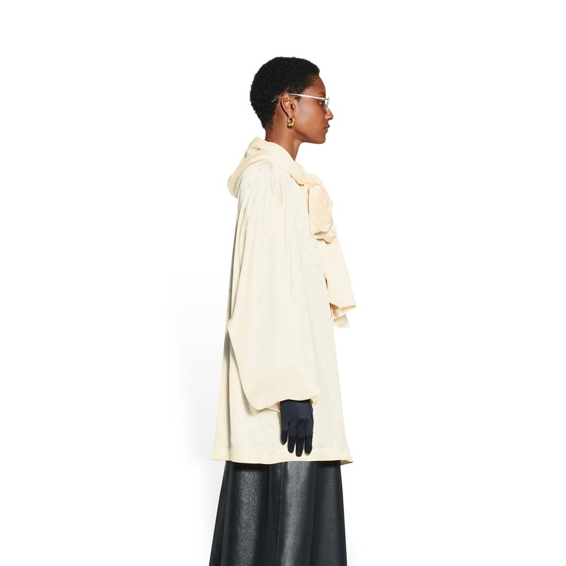 Women's Logo Letters All Over Hooded Blouse in Off White - 3