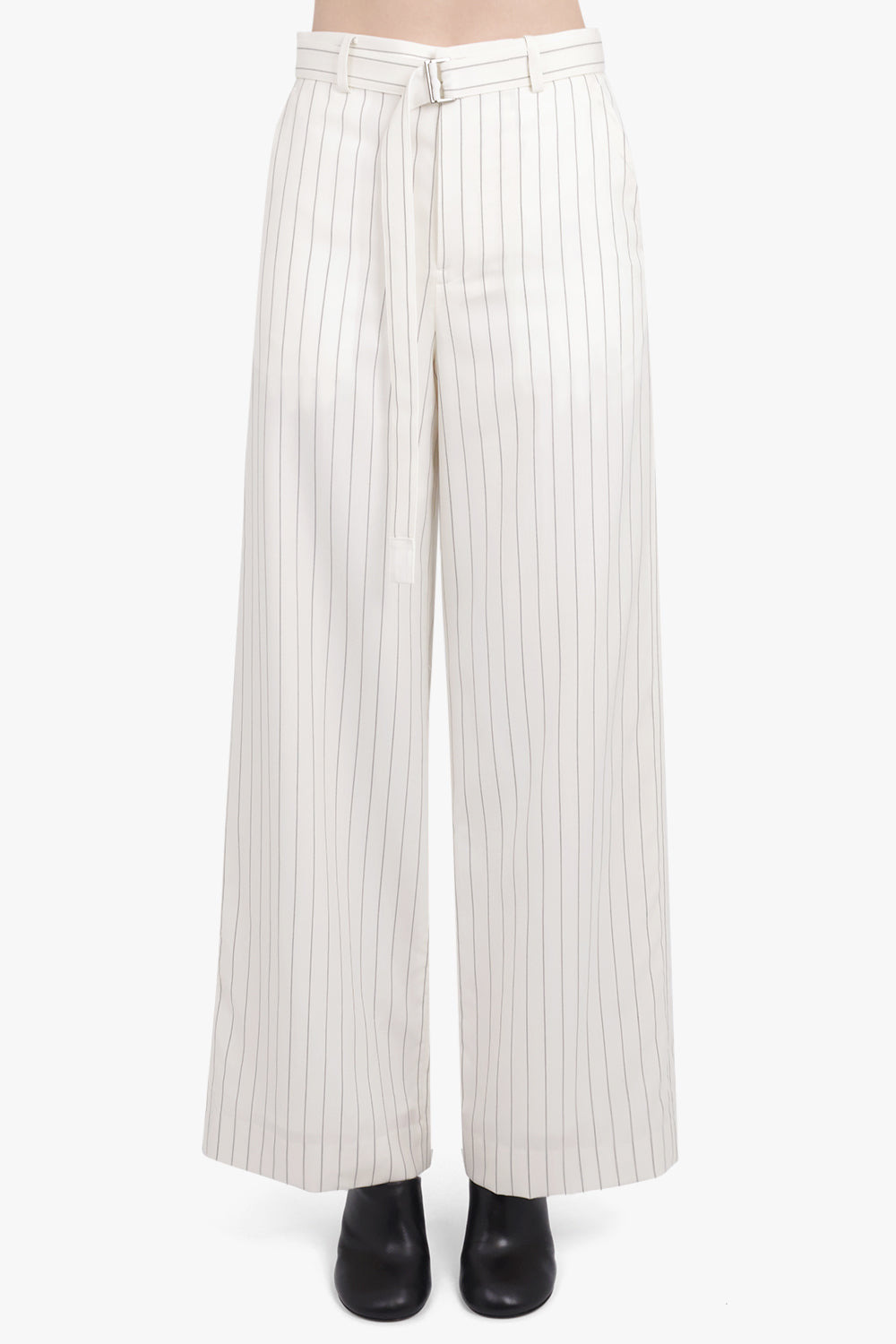 HIGH WAISTED STRAIGHT LEG STRIPE PANT | OFF WHITE/BLACK - 3