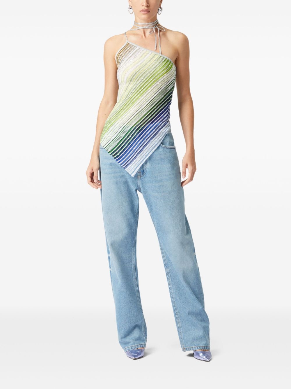 striped halterneck top - 2