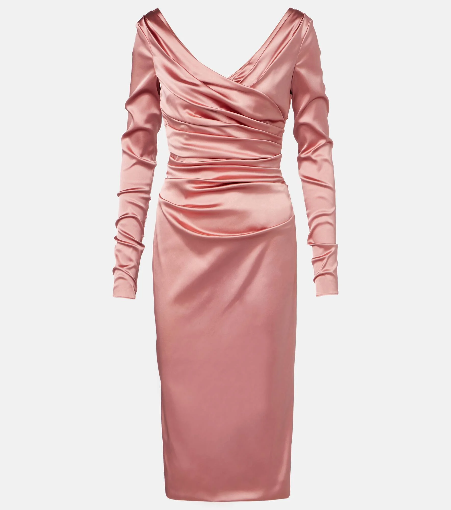 Draped satin midi dress - 1