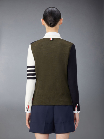 Thom Browne Funmix Fine Merino Wool 4-Bar Relaxed Fit Cardigan outlook