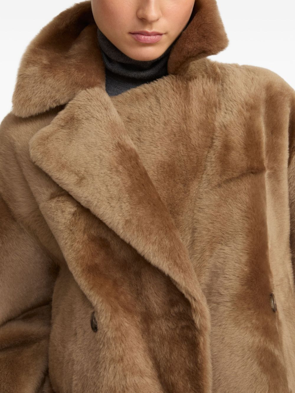 shearling pea jacket - 3