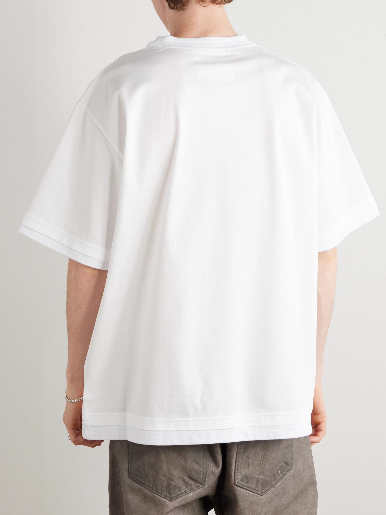 Layered Cotton-Jersey T-Shirt White - 3